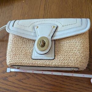 Cream and Tan Woven Clutch